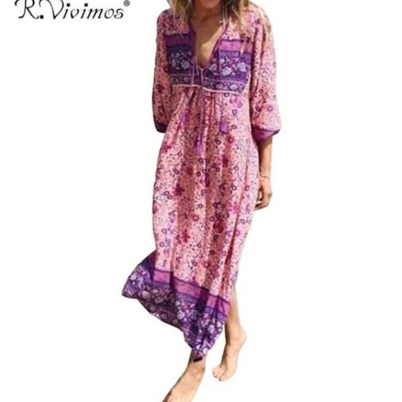 R. Vivimos Floral Long Sleeve Midi Dress, M - Picture 11 of 11
